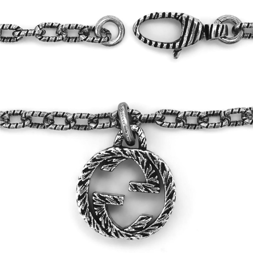 Gucci GG 925 Sterling Silver Necklace GG Interlocking Pendant Authentic - Picture 8 of 10